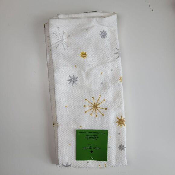 3 SETS KATE SPADE HOLIDAY CHRISTMAS SNOWFLAKE STAR COCKTAIL PARTY TOWELS NWT - Picture 7 of 7